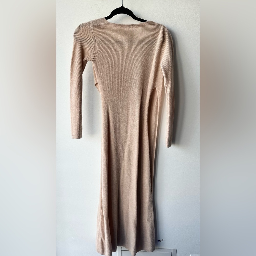 Cult Gaia Lissie Rib Knit Wrap Dress, Oatmeal Melange, XS | P2P 17 - Picture 5 of 7